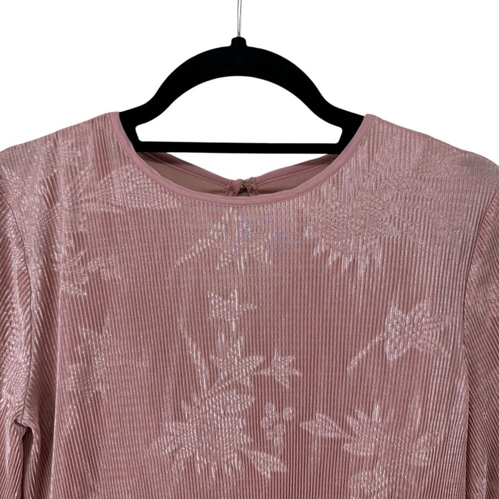 NWT Urban Outfitters Mary Kate Pleated Floral Shift Dress long sleeve rose sz xs - Picture 6 of 15